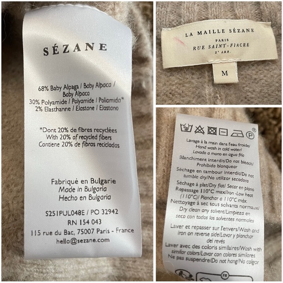 SEZANE Neutral Soft Cream Beige Alpaca Wool Sweater Pullover Sama Jumper - Picture 9 of 10